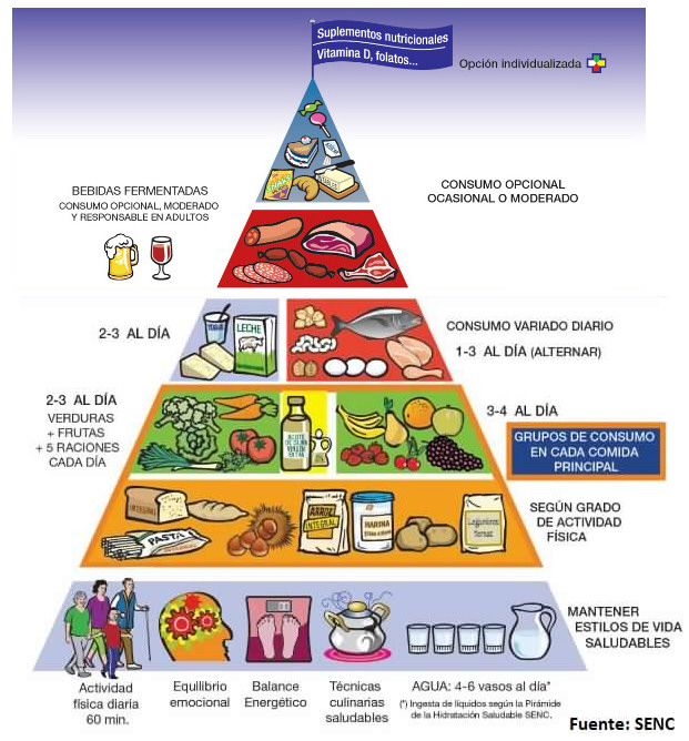 Resultado de imagen de nueva piramide alimenticia 2017 SENC
